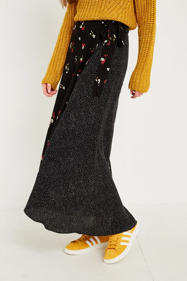 UO Mixed Print Wrap Maxi Skirt #2