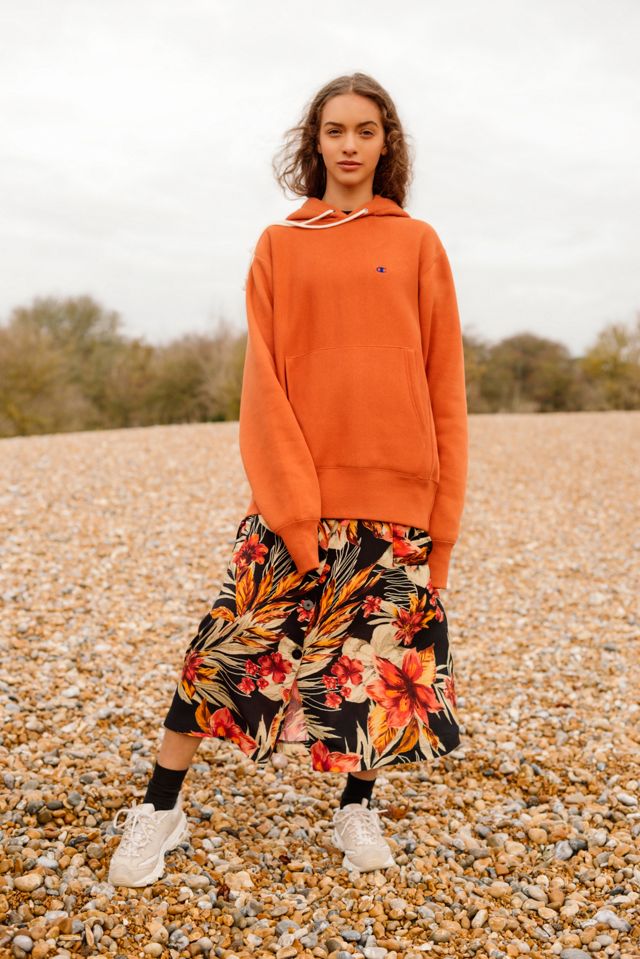 UO Hawaiian Black Belted Midi Skirt