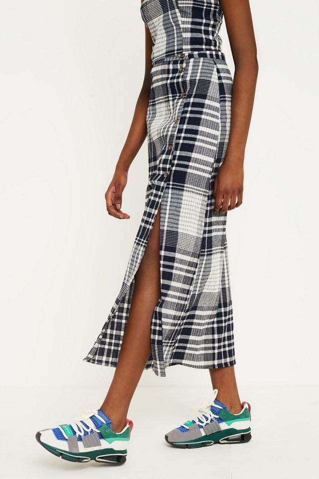 UO Check Side-Button Skirt #1