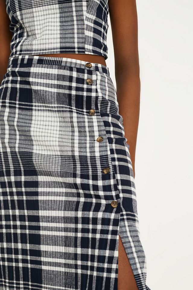 UO Check Side-Button Skirt #2