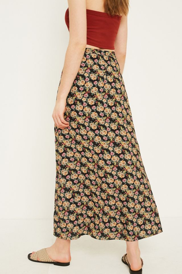 UO Multi Floral Button-Through Midaxi Skirt #3