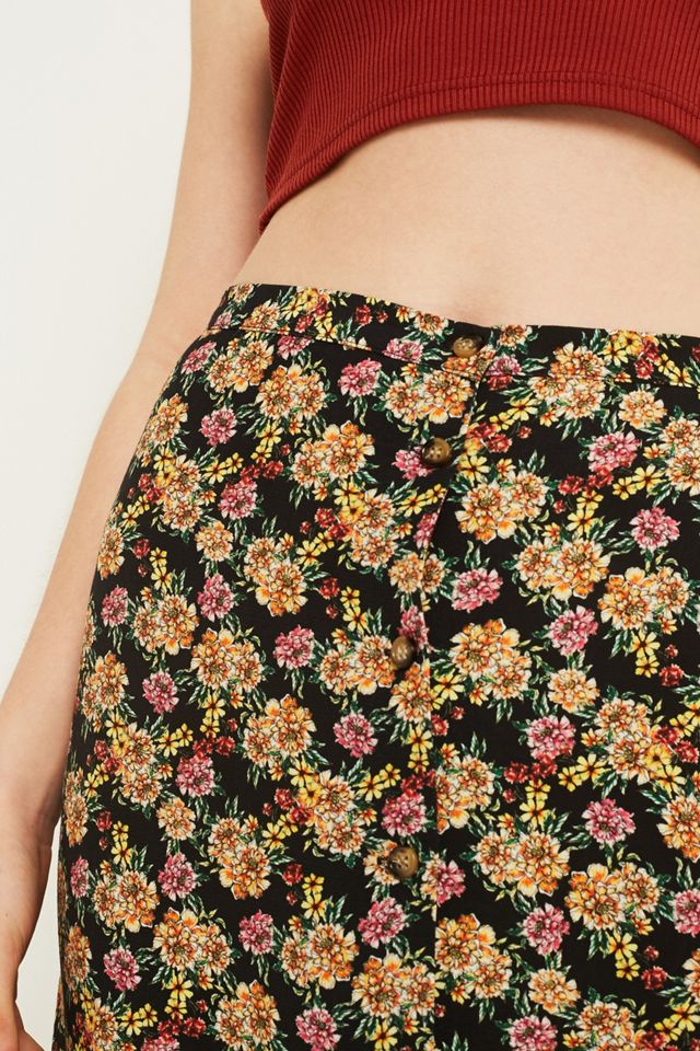 UO Multi Floral Button-Through Midaxi Skirt #4