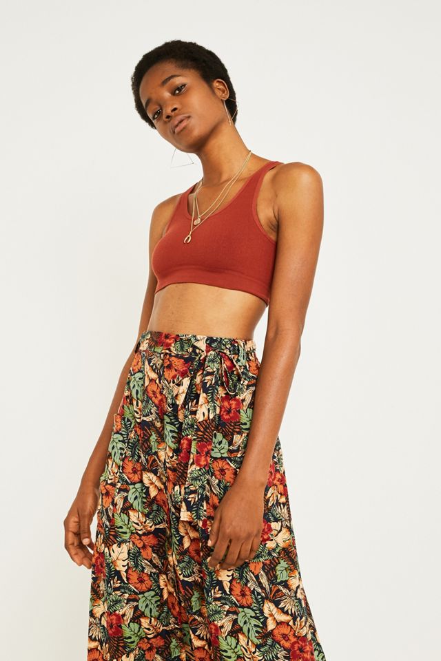 UO - Jupe midi à ceinture imprimé feuilles de philodendron #2