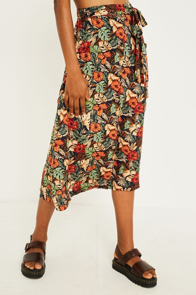 UO - Jupe midi à ceinture imprimé feuilles de philodendron #3