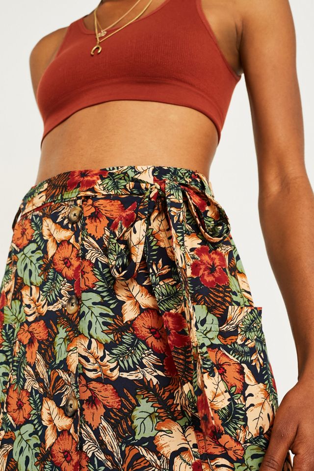 UO - Jupe midi à ceinture imprimé feuilles de philodendron #4