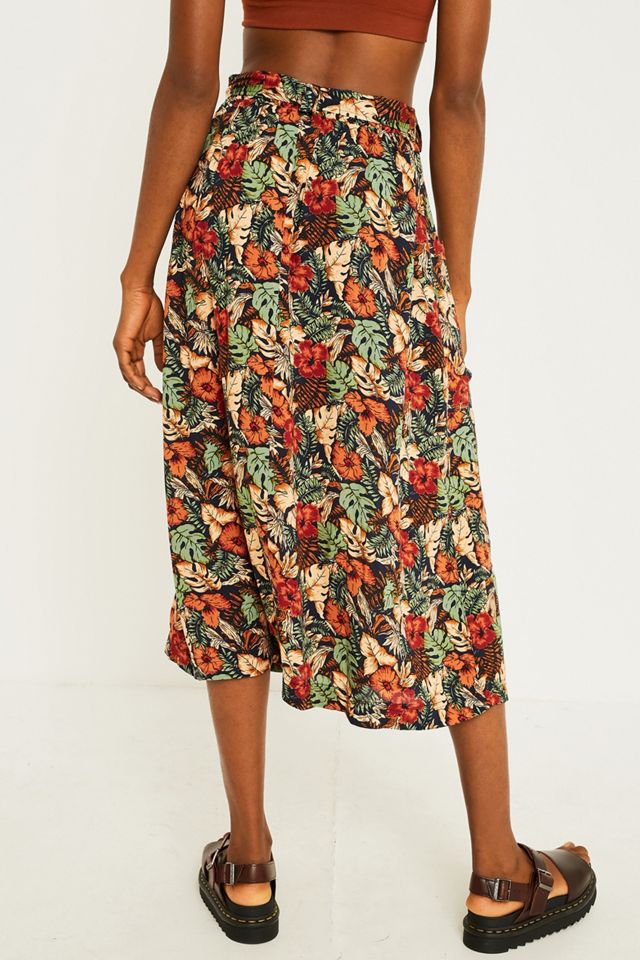 UO - Jupe midi à ceinture imprimé feuilles de philodendron #5