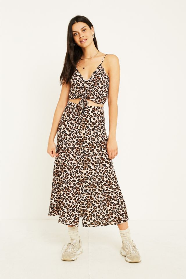 Uo ella leopard on sale print midi skirt