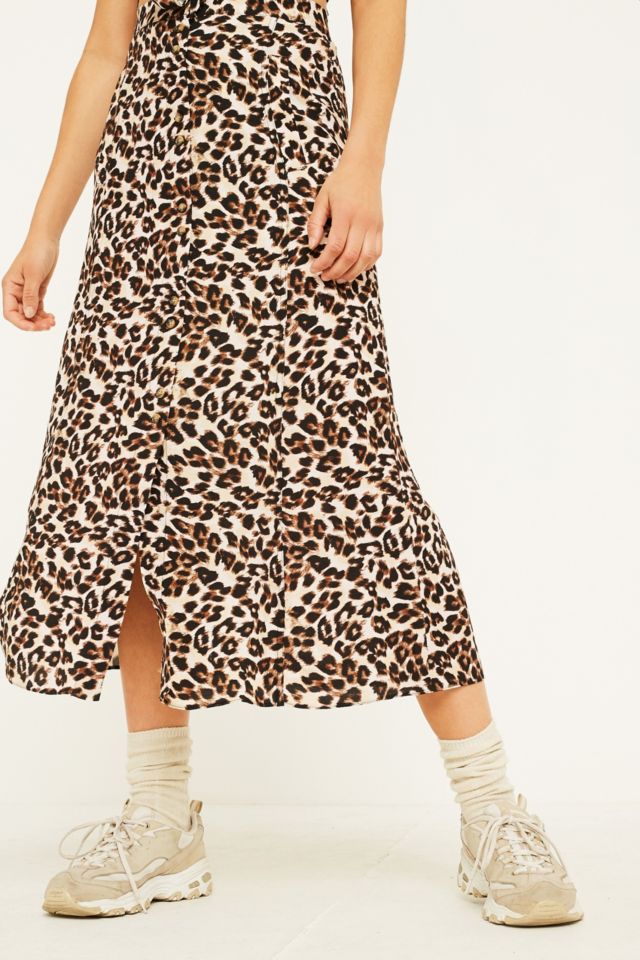 Uo ella leopard on sale print midi skirt