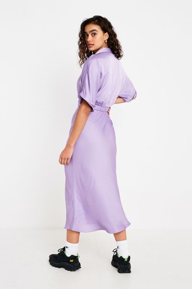 UO - Jupe midi coupée en biais en satin lilas #3