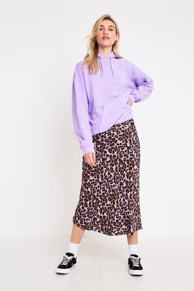 Lilac leopard outlet print midi skirt