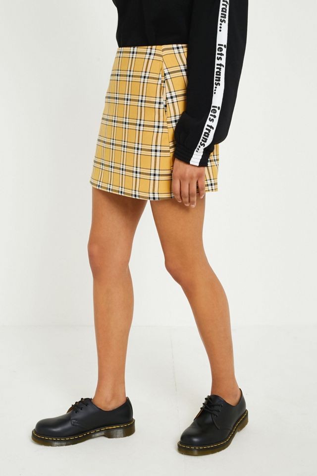 UO Mustard Yellow Checked Pelmet Skirt #1