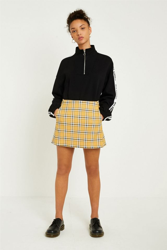UO Mustard Yellow Checked Pelmet Skirt #2