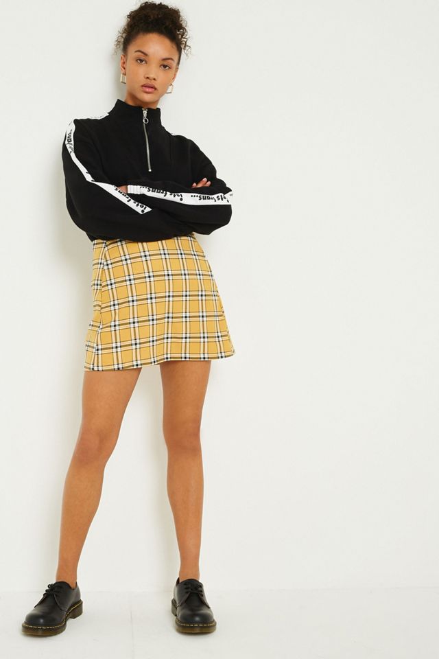 UO Mustard Yellow Checked Pelmet Skirt #5