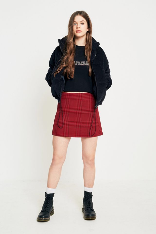 Light Before Dark Red Checked Side Seamed Pelmet Skirt #1