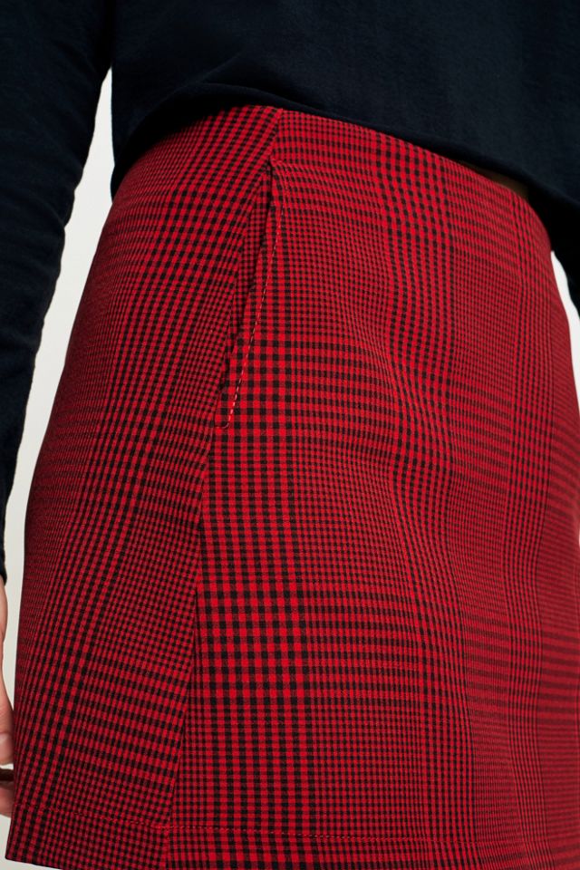 Light Before Dark Red Checked Side Seamed Pelmet Skirt #3