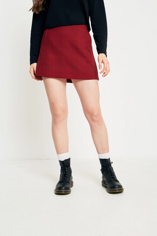 Light Before Dark Red Checked Side Seamed Pelmet Skirt #4