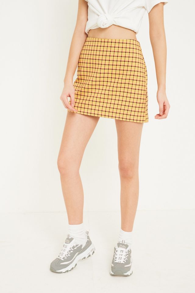 UO Yellow Check Pelmet Skirt #4