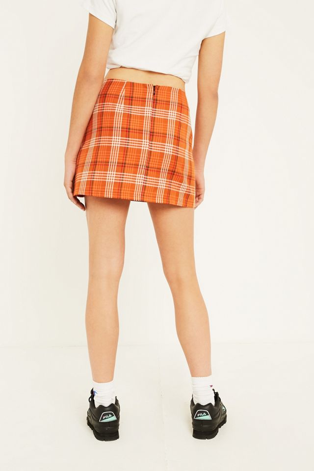 UO Orange Check Pelmet Skirt #3
