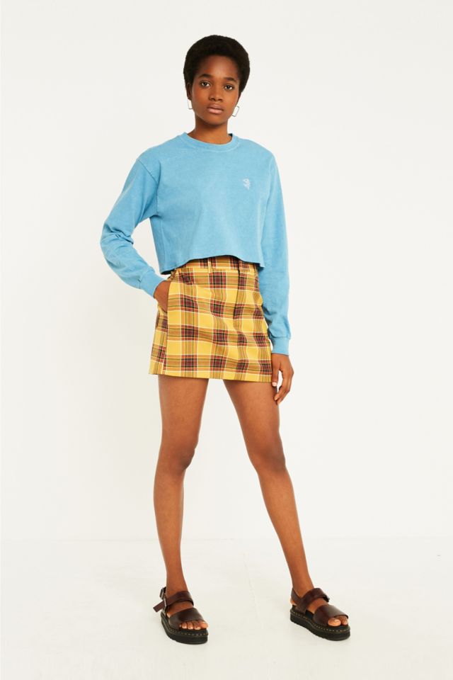 UO Yellow Check Tailored Skirt