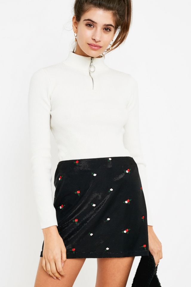 Rose shop embroidered skirt