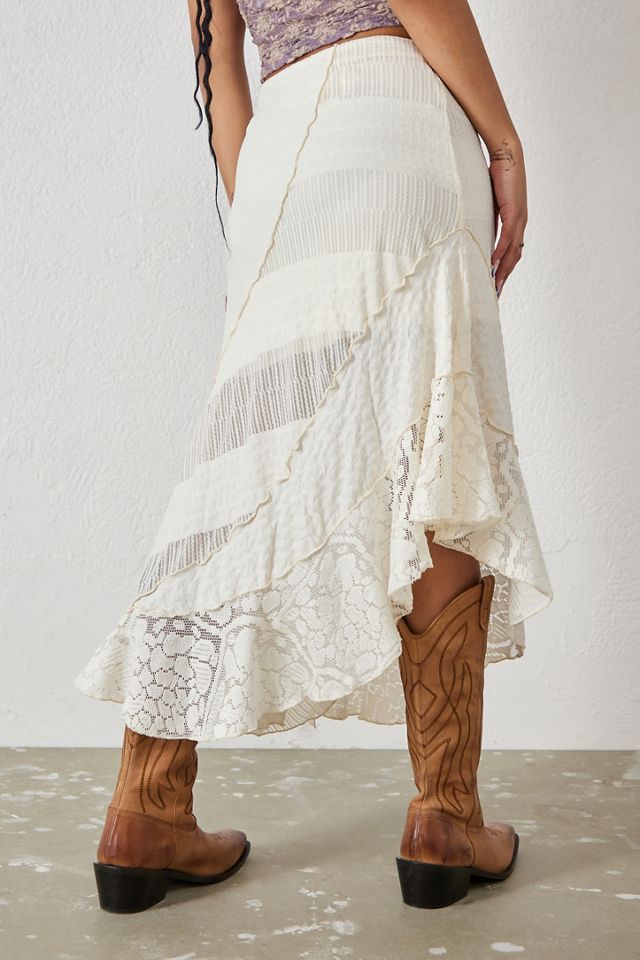 UO Ecru Textured Asymmetric Midi Skirt  #2