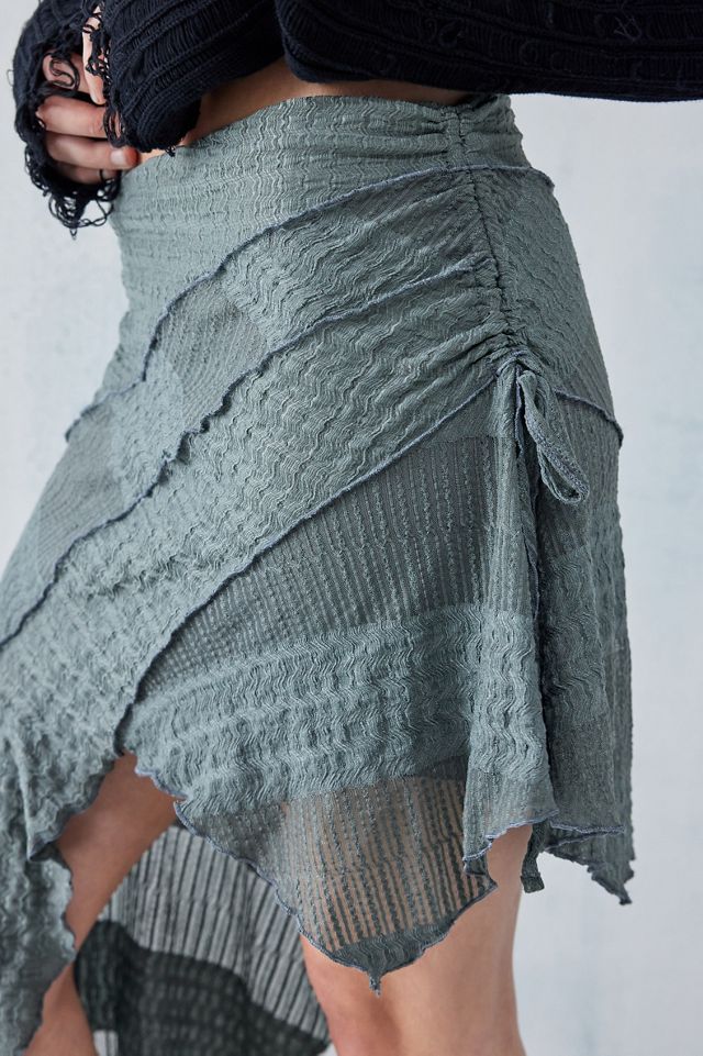 UO Asymmetrical Spliced Textured Mini Skirt #1