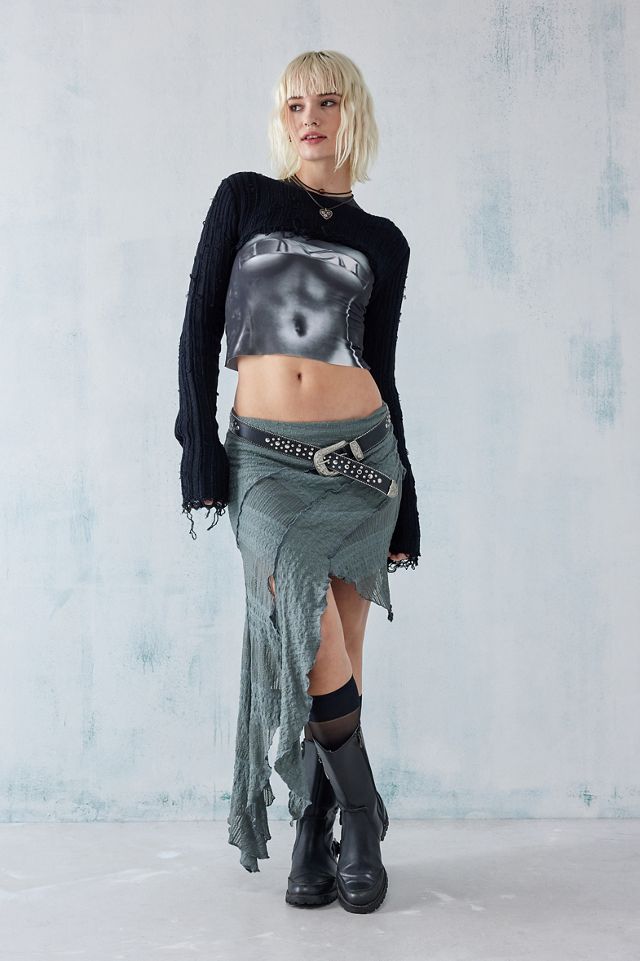 UO Asymmetrical Spliced Textured Mini Skirt #2