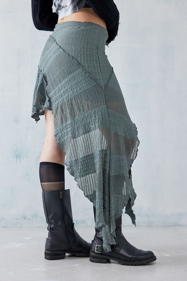 UO Asymmetrical Spliced Textured Mini Skirt #3