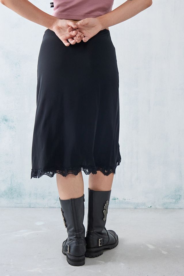 Falda Midi de Encaje Negro UO #3