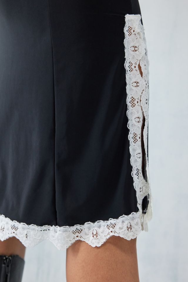 UO Black White Lace Slip Midi Skirt Urban Outfitters UK