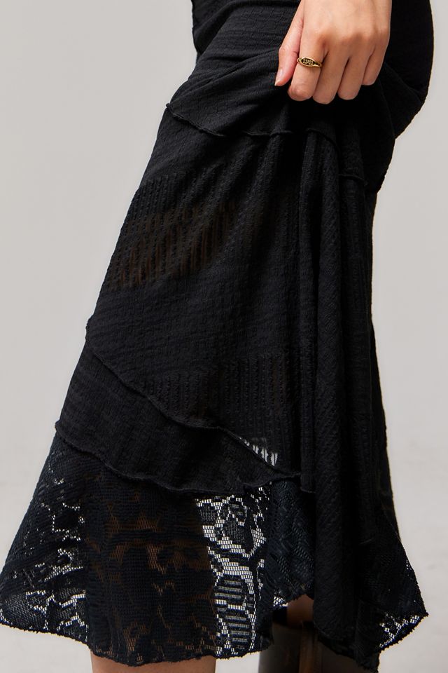 UO Asymmetrical Textured Prairie Midi Skirt #2