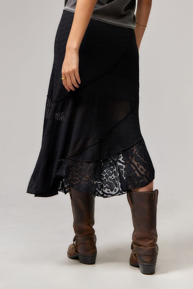 UO Asymmetrical Textured Prairie Midi Skirt #3