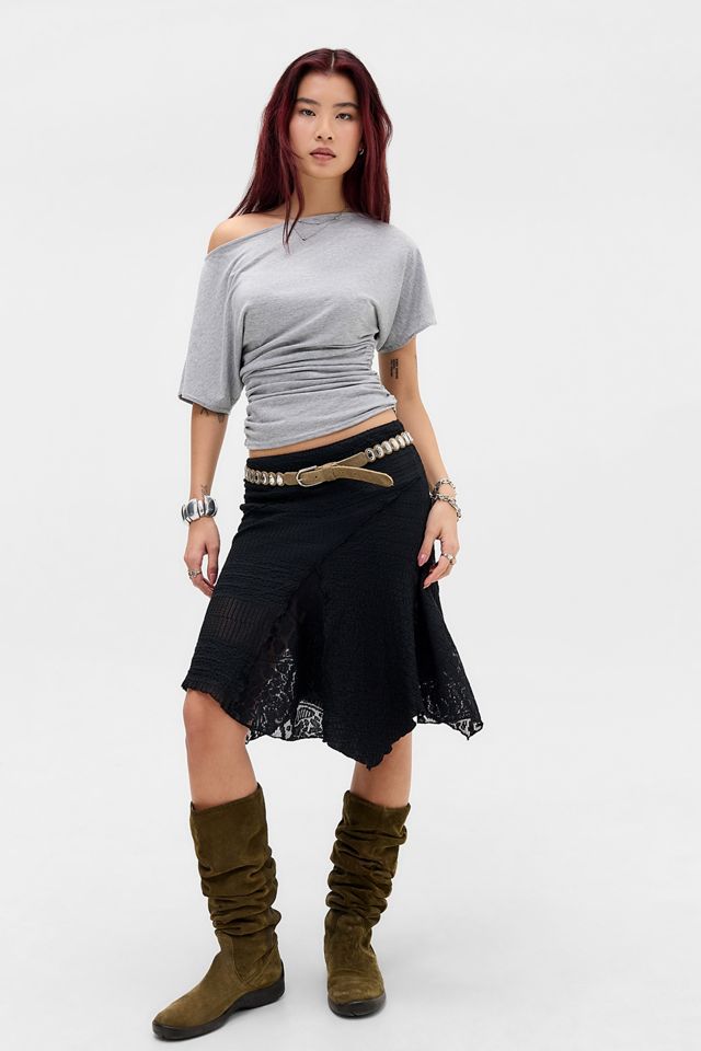 UO Arlo Textured Awkward Midi Skirt  #1