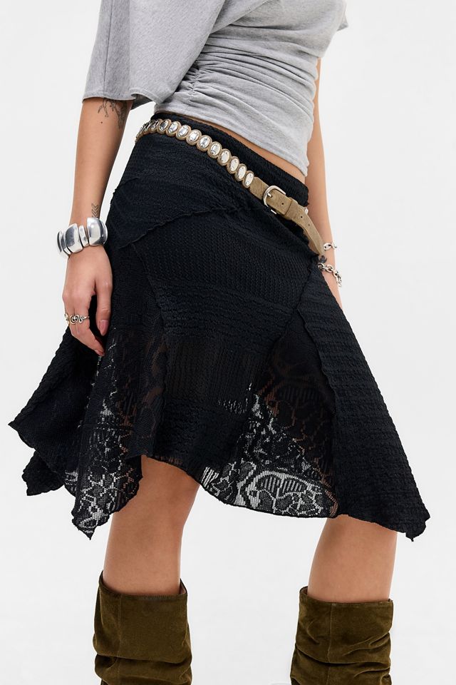 UO Arlo Textured Awkward Midi Skirt  #2