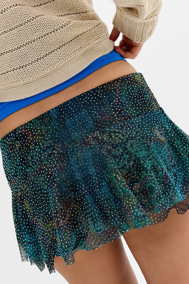 Mini Gonna-Pantaloncino UO Belle in Mesh Testurizzato con Hotfix #3
