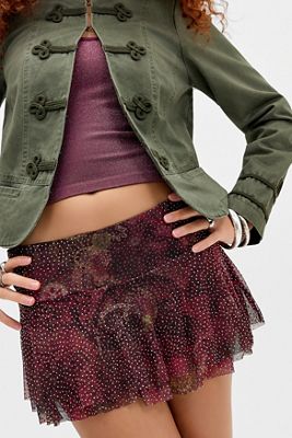 Mini jupe-short Belle en maille texturée avec strass thermocollants UO