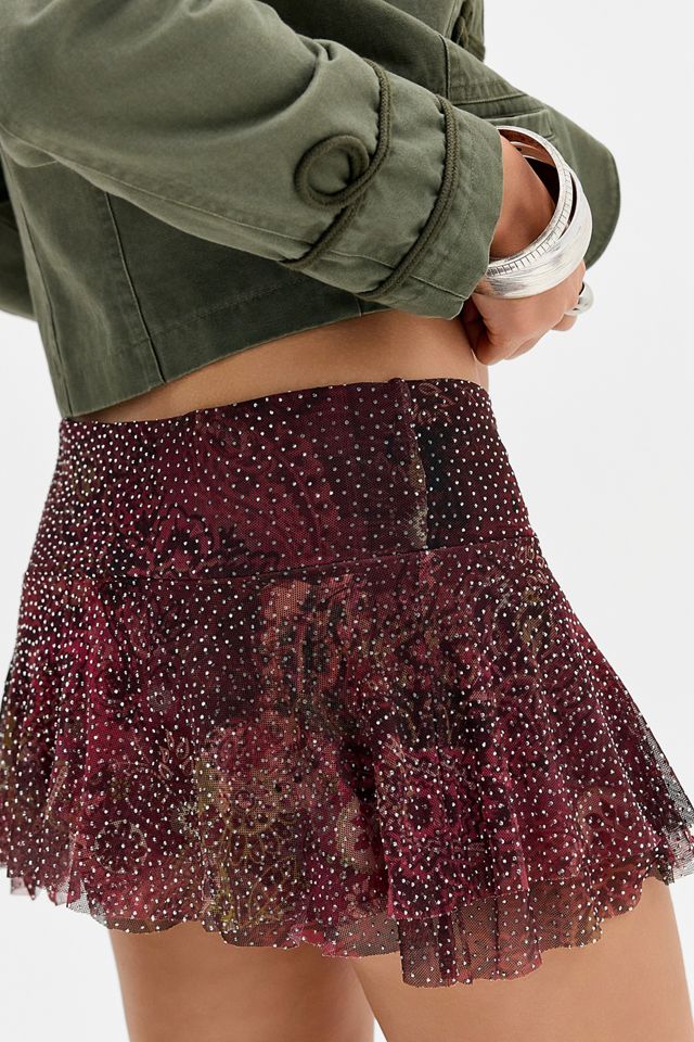 Mini jupe-short Belle en maille texturée avec strass thermocollants UO #3