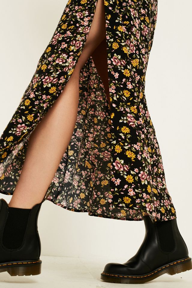 UO - Jupe longue imprimé fleuri avec bouton sur le côté #2