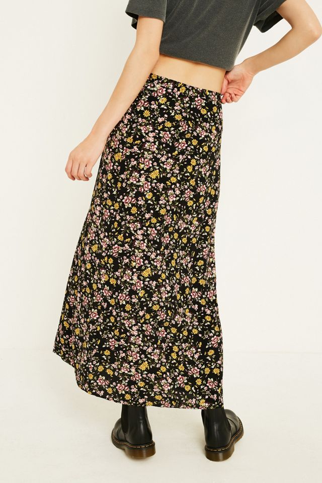 UO - Jupe longue imprimé fleuri avec bouton sur le côté #3