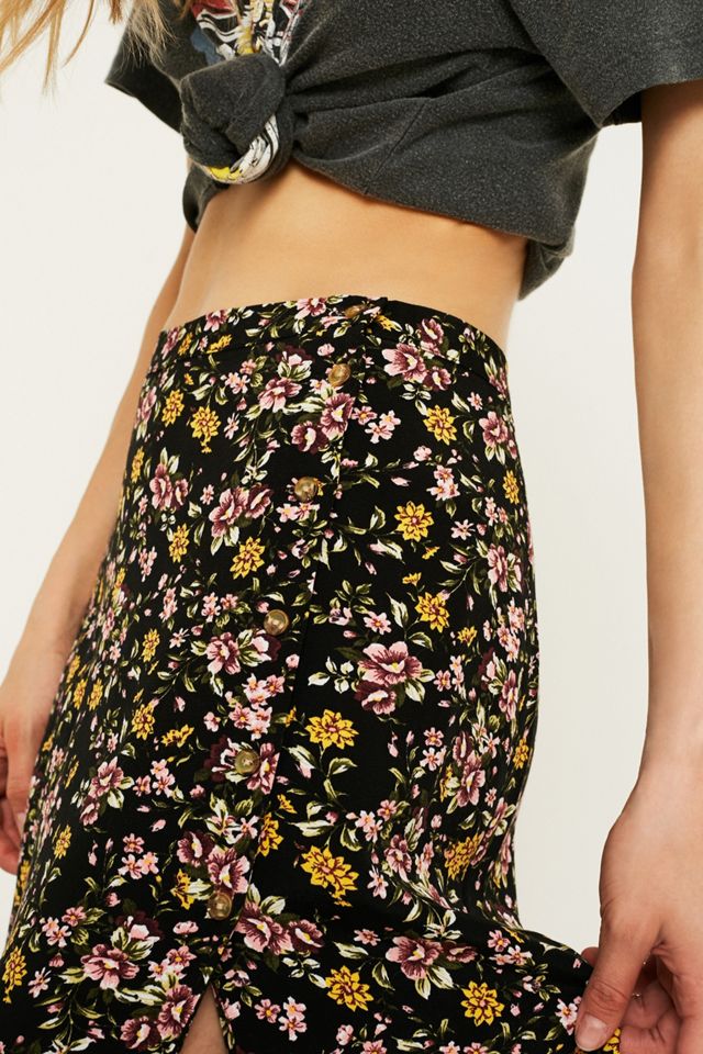 UO - Jupe longue imprimé fleuri avec bouton sur le côté #4