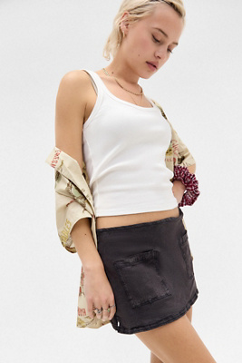 UO Dariah Linen Skort - Black 2XS at Urban Outfitters