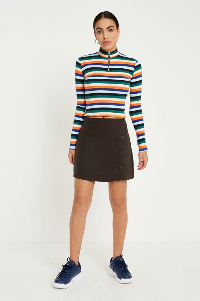 UO Shelly Twill Button-Down Mini Falda #2