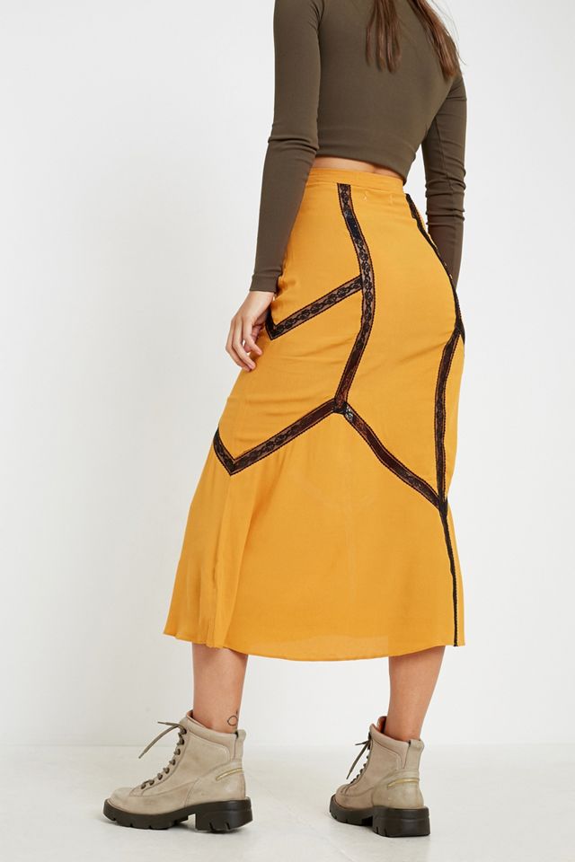 UO Amber Lace Insert Slip Midi Gonna #1