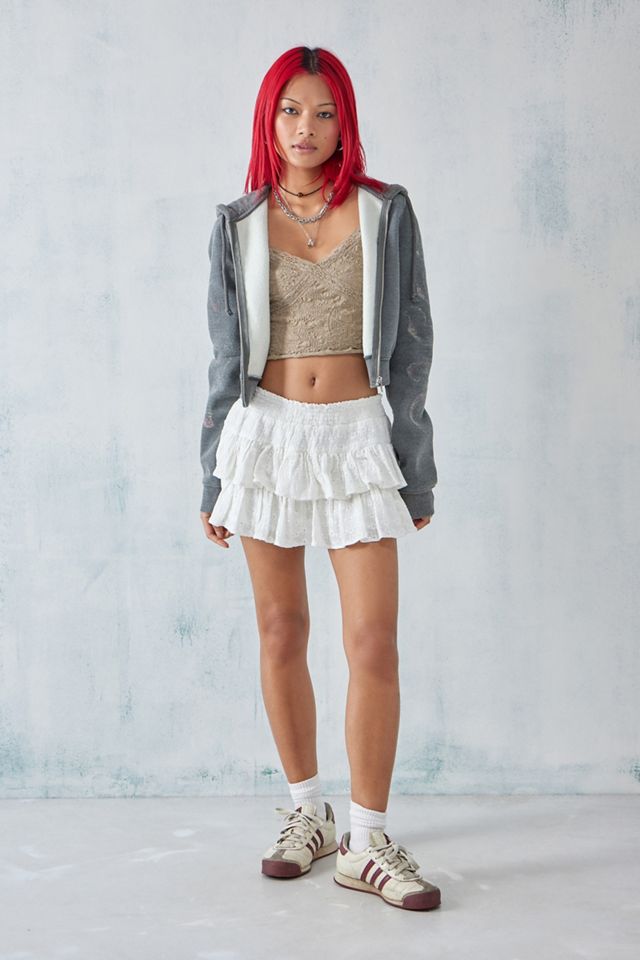 UO Weiß Broderie Rüschen Mini Rock #1