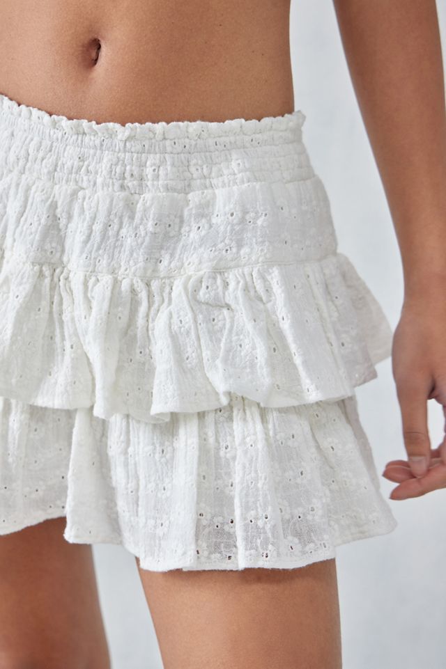 UO Weiß Broderie Rüschen Mini Rock #3