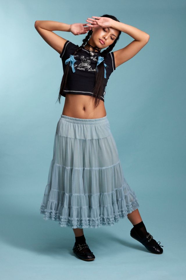 Tulle midi clearance skirt blue