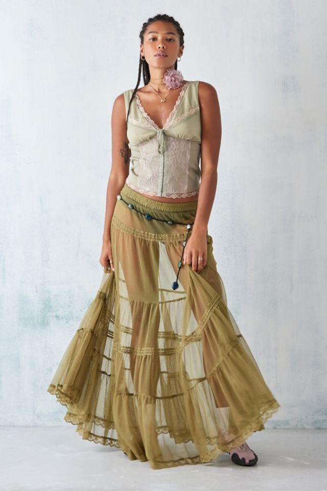 Boho tulle maxi clearance skirt