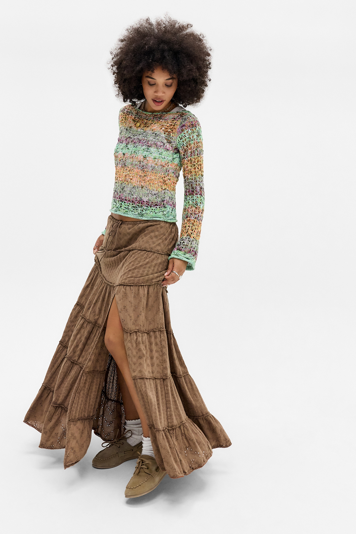 Kimchi Blue Sadie Tiered Broderie Maxi Skirt