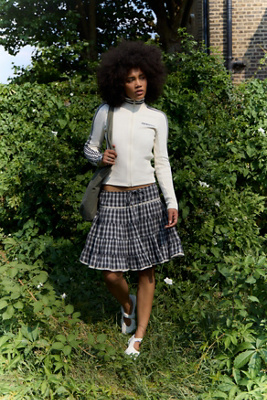 UO Ava Check Midi Skirt - Black XL at Urban Outfitters