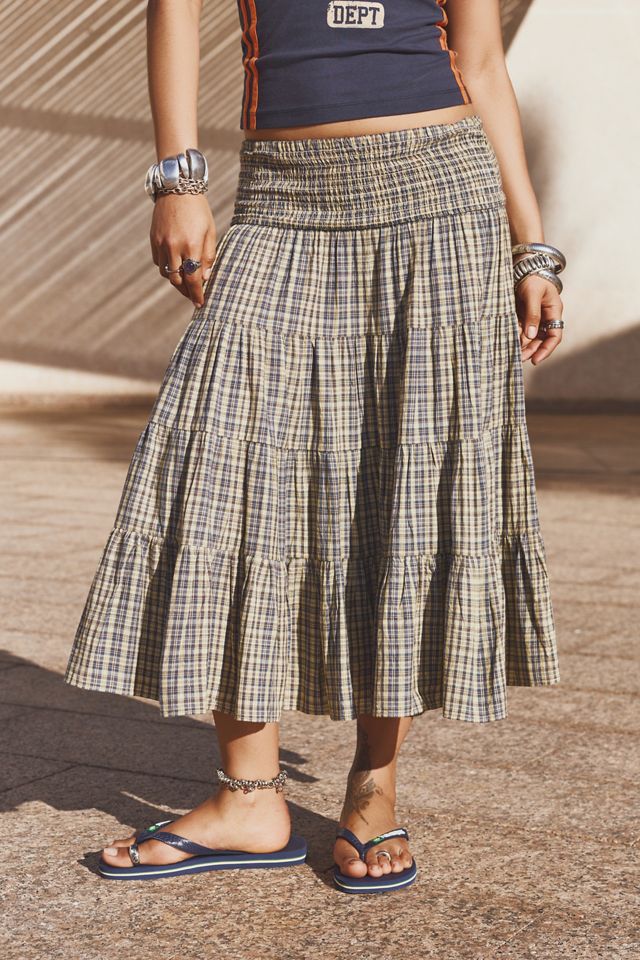 Falda Midi Arrugada a Cuadros Bea Kimchi Blue #2
